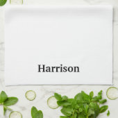 Elegant zwart wit monogram aangepaste naam tekst theedoek (Gevouwen)