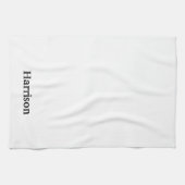Elegant zwart wit monogram aangepaste naam tekst theedoek (Horizontaal)