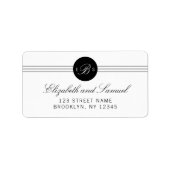 Elegant zwart wit monogram adres etiket (Voorkant)