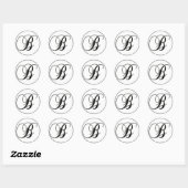Elegant zwart-wit monogram - B - Gepersonaliseerd Ronde Sticker (Vel)