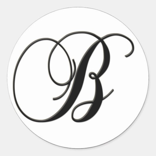Elegant zwart-wit monogram - B - Gepersonaliseerd Ronde Sticker (Voorkant)