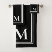 Elegant zwart-wit monogram bad handdoek (Insitu)