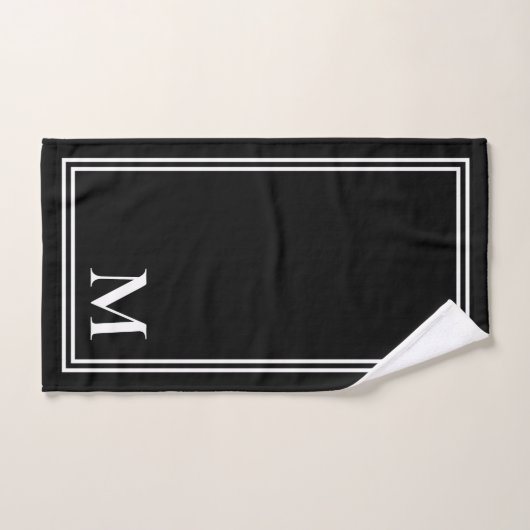 Elegant zwart-wit monogram bad handdoek (Handdoek)