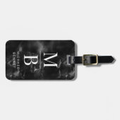 Elegant zwart-wit monogram bagagelabel (Voorkant horizontaal)