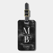 Elegant zwart-wit monogram bagagelabel (Voorkant verticaal)