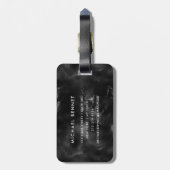 Elegant zwart-wit monogram bagagelabel (Achterkant verticaal)