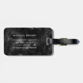 Elegant zwart-wit monogram bagagelabel (Achterkant horizontaal)