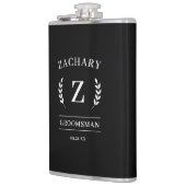 Elegant Zwart & Wit Monogram Bruidsjonkers Cadeau Heupfles (Links)
