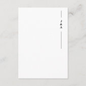 Elegant Zwart Wit Monogram Bruiloft Details Informatiekaartje (Achterkant)