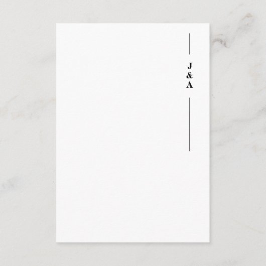 Elegant Zwart Wit Monogram Bruiloft Details Informatiekaartje (Achterkant)