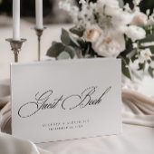 Elegant zwart & wit monogram bruiloft gastenboek