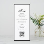 Elegant zwart wit monogram bruiloft QR-code Menu (Staand voorkant)