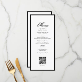 Elegant zwart wit monogram bruiloft QR-code Menu