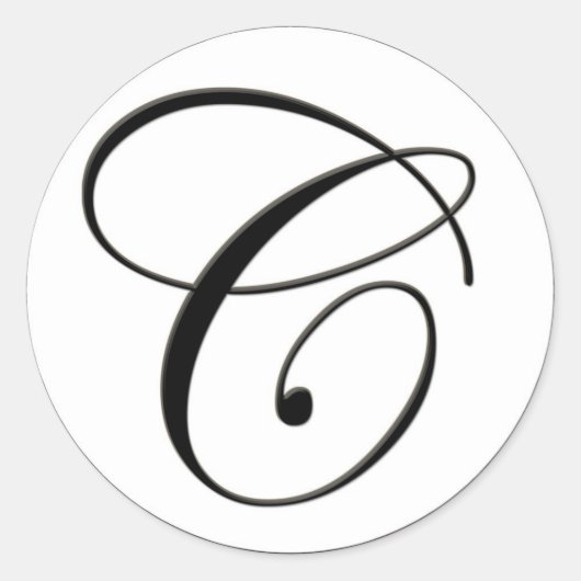Elegant zwart-wit monogram C Ronde Sticker (Voorkant)