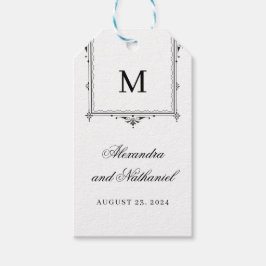 Elegant zwart-wit  Monogram Cadeaulabel
