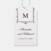 Elegant zwart-wit Monogram Cadeaulabel (Achterkant)
