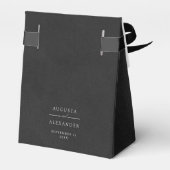 Elegant Zwart & Wit Monogram Dank u Favor Box Bedankdoosjes (Achterkant)