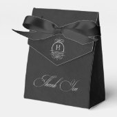 Elegant Zwart & Wit Monogram Dank u Favor Box Bedankdoosjes (Voorkant Zijde)