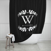 Elegant zwart-wit monogram douchegordijn