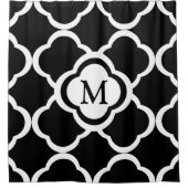 Elegant zwart-wit monogram douchegordijn (Voorkant)