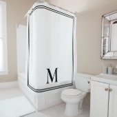 Elegant zwart-wit monogram douchegordijn (In situ)