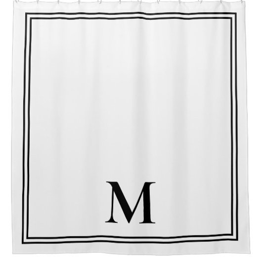 Elegant zwart-wit monogram douchegordijn (Voorkant)