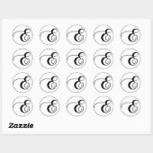 Elegant zwart-wit monogram E Ronde Sticker (Vel)