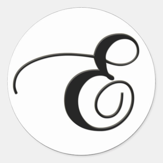 Elegant zwart-wit monogram E Ronde Sticker (Voorkant)