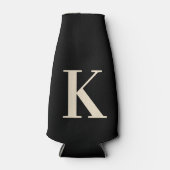 Elegant zwart-wit monogram flesjeskoeler (Voorkant)