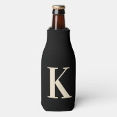 Elegant zwart-wit monogram flesjeskoeler (Fles Voorkant)