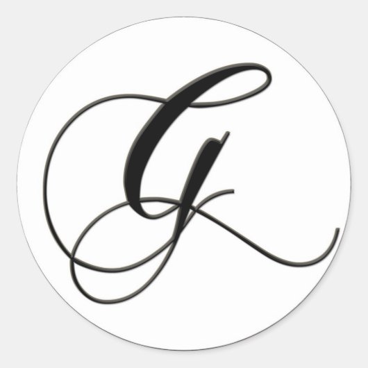 Elegant zwart-wit monogram G Ronde Sticker (Voorkant)