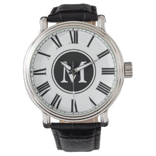 Elegant zwart-wit monogram horloge