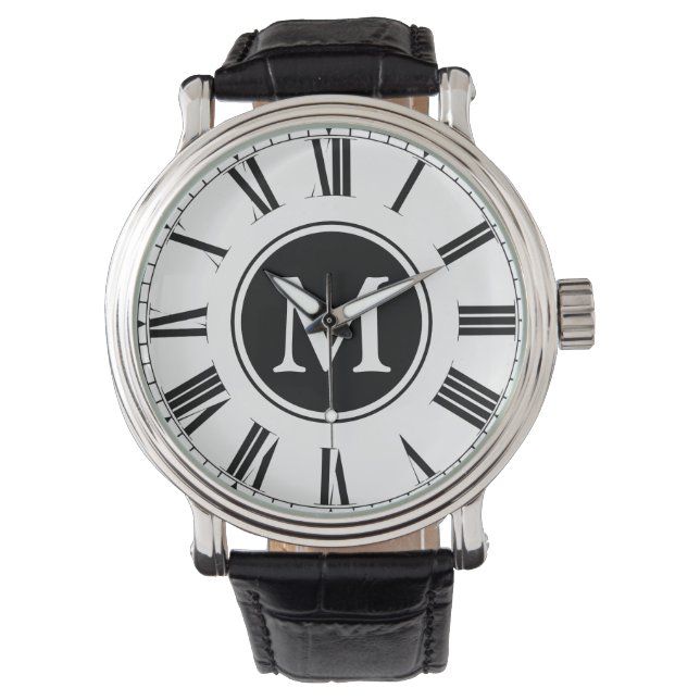 Elegant zwart-wit monogram horloge (Voorkant)