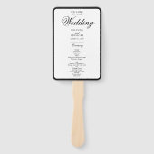 Elegant zwart wit monogram huwelijksprogramma handwaaier (Voorkant)