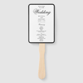 Elegant zwart wit monogram huwelijksprogramma handwaaier