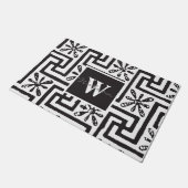 Elegant zwart wit monogram in moderne klasstijl deurmat (Schuin)