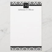 Elegant zwart wit monogram Initiaal briefpapier (Voorkant)
