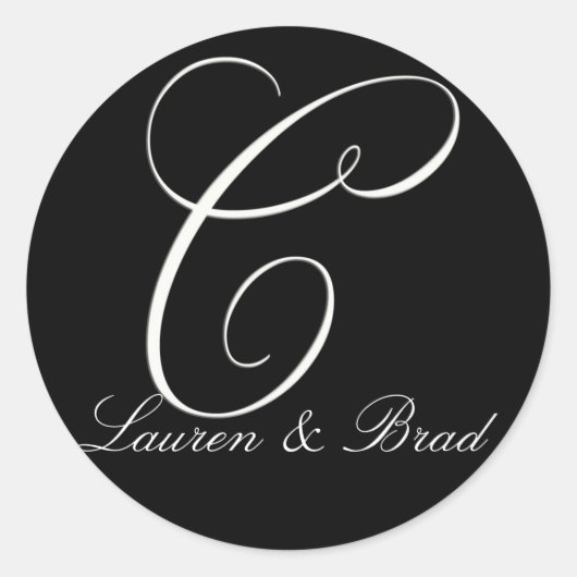 Elegant zwart-wit monogram - initiaal C Ronde Sticker (Voorkant)
