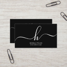 Elegant Zwart Wit Monogram Initiaal Script Naam