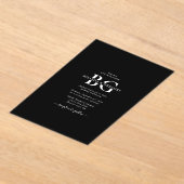 Elegant Zwart-wit Monogram Initialen Bruiloft Acryl Uitnodigingen (Laagn)