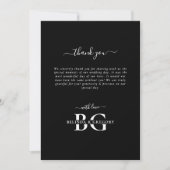 Elegant Zwart-wit Monogram Initialen Bruiloft Bedankkaart (Voorkant)