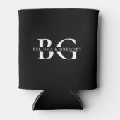 Elegant Zwart-wit Monogram Initialen Bruiloft Blikjeskoeler (Voorkant)