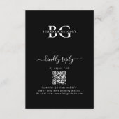 Elegant Zwart-wit Monogram Initialen Bruiloft Informatiekaartje (Voorkant)