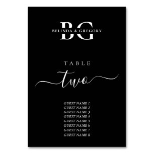 Elegant Zwart-wit Monogram Initialen Bruiloft Kaart