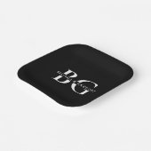 Elegant Zwart-wit Monogram Initialen Bruiloft Papieren Bordje (Gebogen)