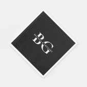 Elegant Zwart-wit Monogram Initialen Bruiloft Servet (Hoek)
