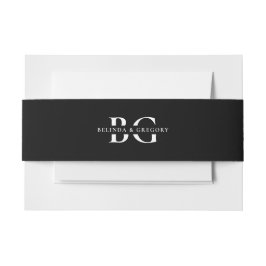 Elegant Zwart-wit Monogram Initialen Bruiloft Uitnodigingen Wikkel
