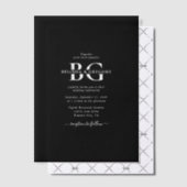 Elegant Zwart-wit Monogram Initialen Bruiloft Vellum Uitnodigingen (Offset (Uitnodiging))