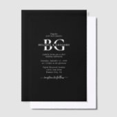 Elegant Zwart-wit Monogram Initialen Bruiloft Vellum Uitnodigingen (Offset)