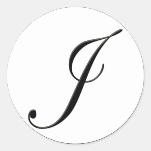 Elegant zwart-wit monogram J Ronde Sticker (Voorkant)